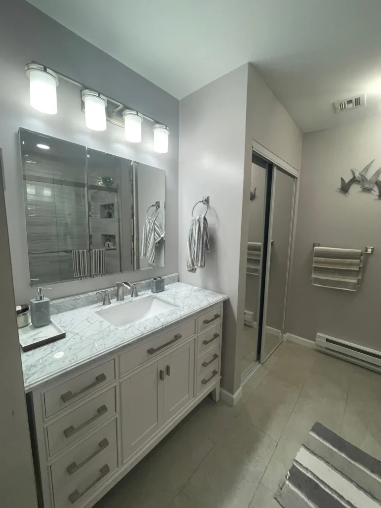 Custom bathroom vanity installation by CorContracting in Piscataway, NJ