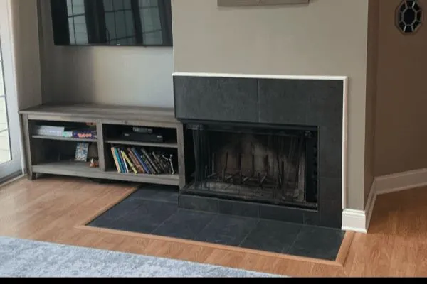 Living room fireplace tile remodel by CorContracting in New Brunswick, NJ