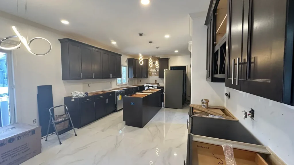 Kitchen remodel with custom cabinets and island in Central NJ, NJ